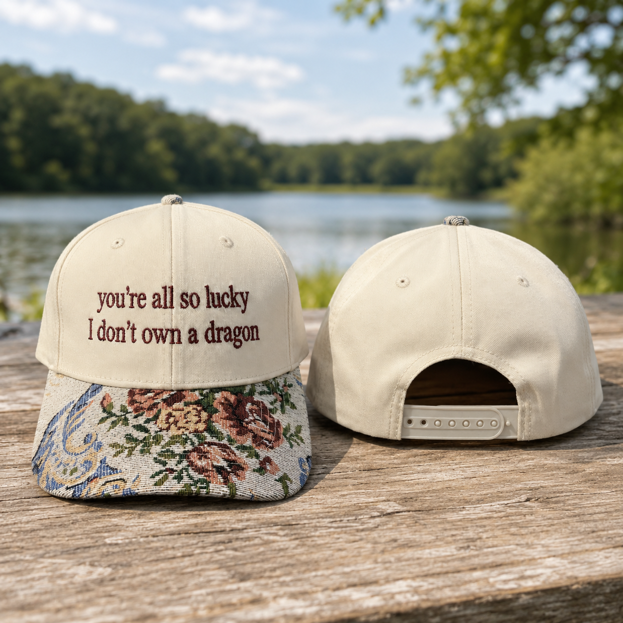 You're All So Lucky Hat, Custom Embroidered Floral Brim Cap, Funny Sarcastic Gift for Women, Sassy Birthday Present for Best Friend