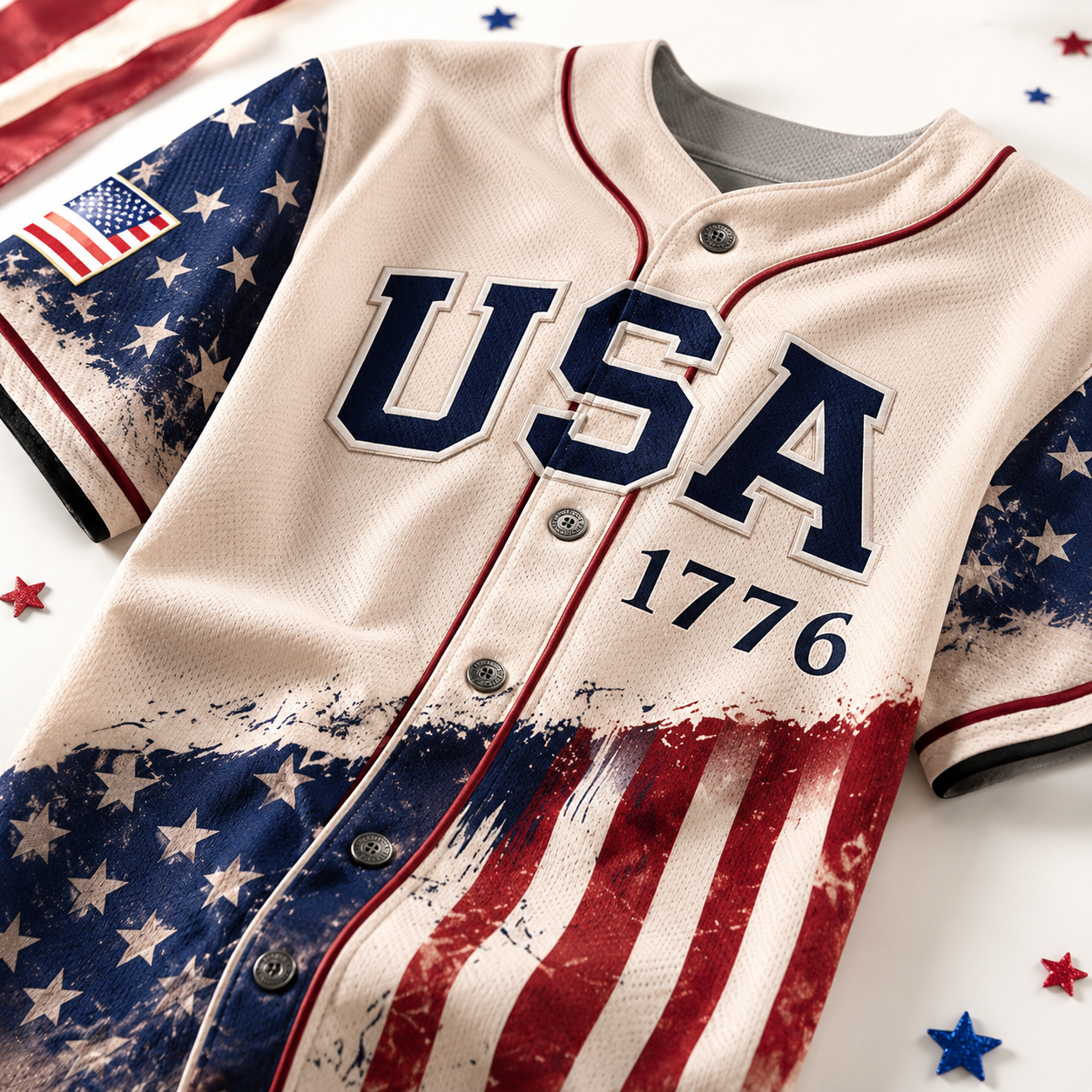 Personalized Name American 250th Anniversary Baseball Jersey, USA Patriotic Freedom Graphic Shirt