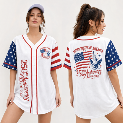 USA 250th Anniversary American New Style and Star Patriotic Baseball Shirt