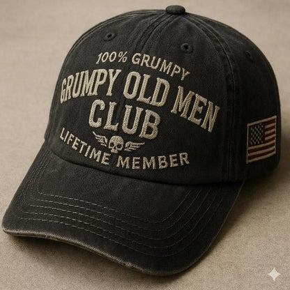 Grumpy Old Men Club Lifetime Member Hat - Custom Embroidered Cotton Cap