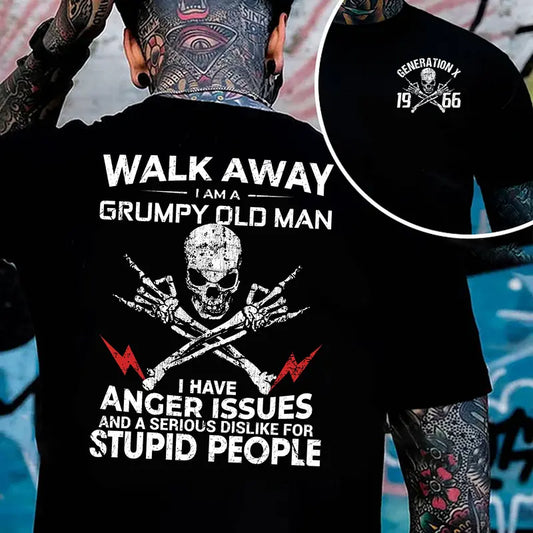 Gen X Custom Birth Year Skull Shirt – Walk Away I'm Grumpy Old Man