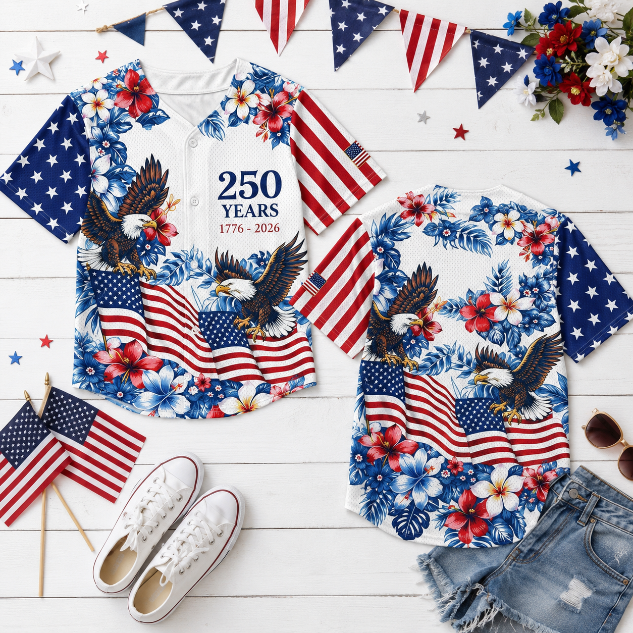 American Flag Jersey Women 250th Anniversary USA Shirt – Semiquincentennial Celebration Top
