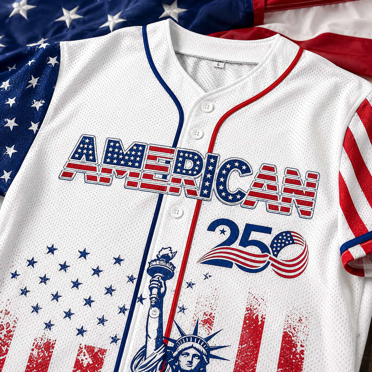 Custom American 250th Anniversary Baseball Jersey, Personalized Name USA Patriotic Freedom Graphic Shirt