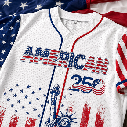 Custom American 250th Anniversary Baseball Jersey, Personalized Name USA Patriotic Freedom Graphic Shirt