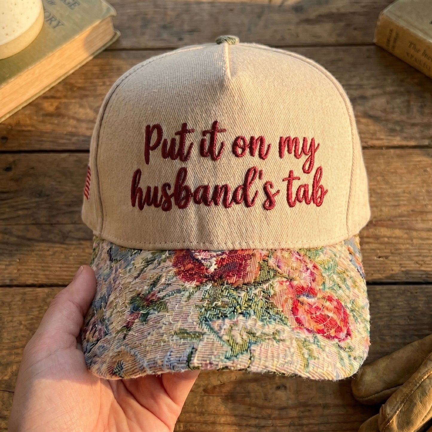 My Husband's Tab FLoral Hat