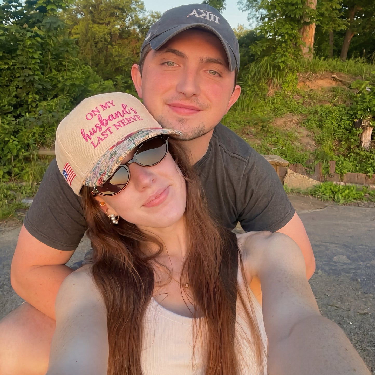 On My Husband Last Nerve Emb FLoral Hat