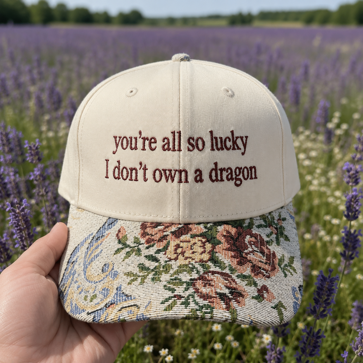 You're All So Lucky Hat, Custom Embroidered Floral Brim Cap, Funny Sarcastic Gift for Women, Sassy Birthday Present for Best Friend