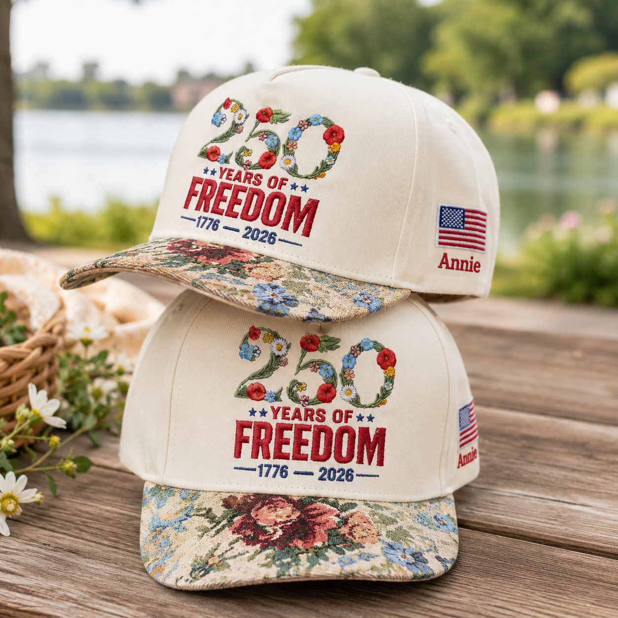 Year Of Freedom 250th ANNIVERSARY Floral Hat, Custom Embroidered Floral Brim Cap, Funny Sarcastic Gift for Women, Sassy Birthday Present for Best Friend