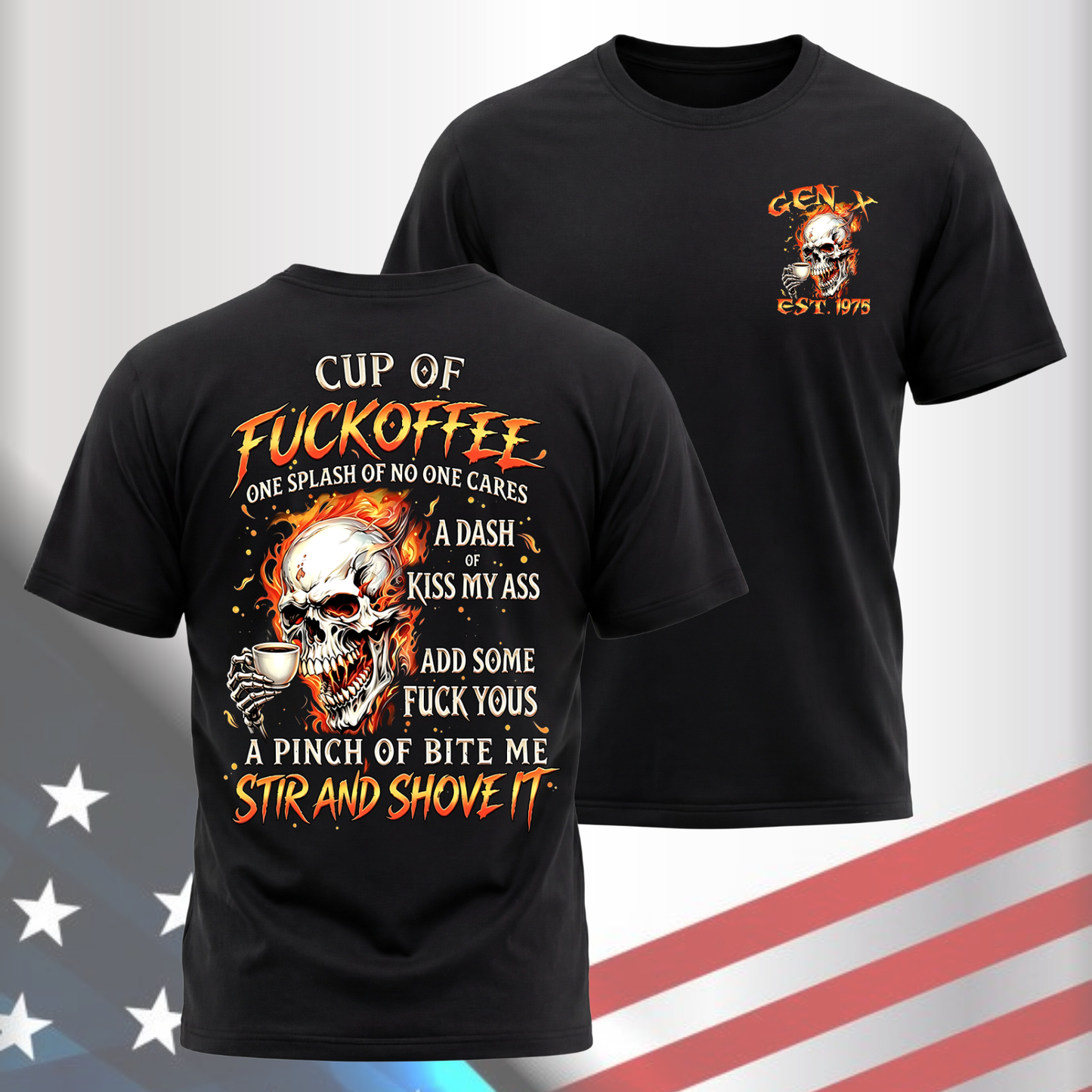 Gen X Custom Birth Year Skull Shirt –  Cup Of Fuckoffee Graphic Tee