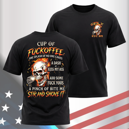 Gen X Custom Birth Year Skull Shirt –  Cup Of Fuckoffee Graphic Tee