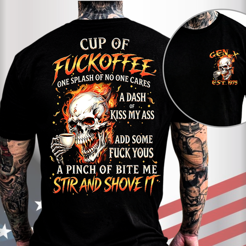 Gen X Custom Birth Year Skull Shirt –  Cup Of Fuckoffee Graphic Tee