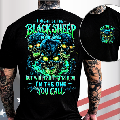 Gen X Custom Birth Year Skull Shirt –  I Might Be The Black Sheep Of The Family Graphic Tee