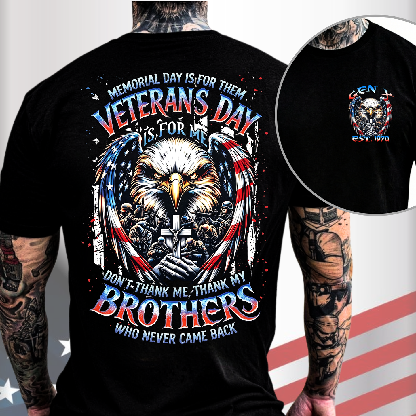 Gen X Custom Birth Year Skull Shirt – America Veteran Graphic Tee