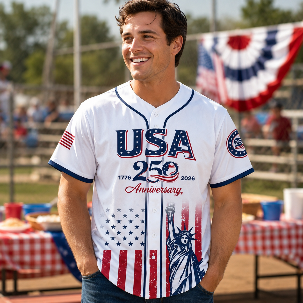 USA 250th Anniversary Baseball Jersey – Semiquincentennial Celebration Top