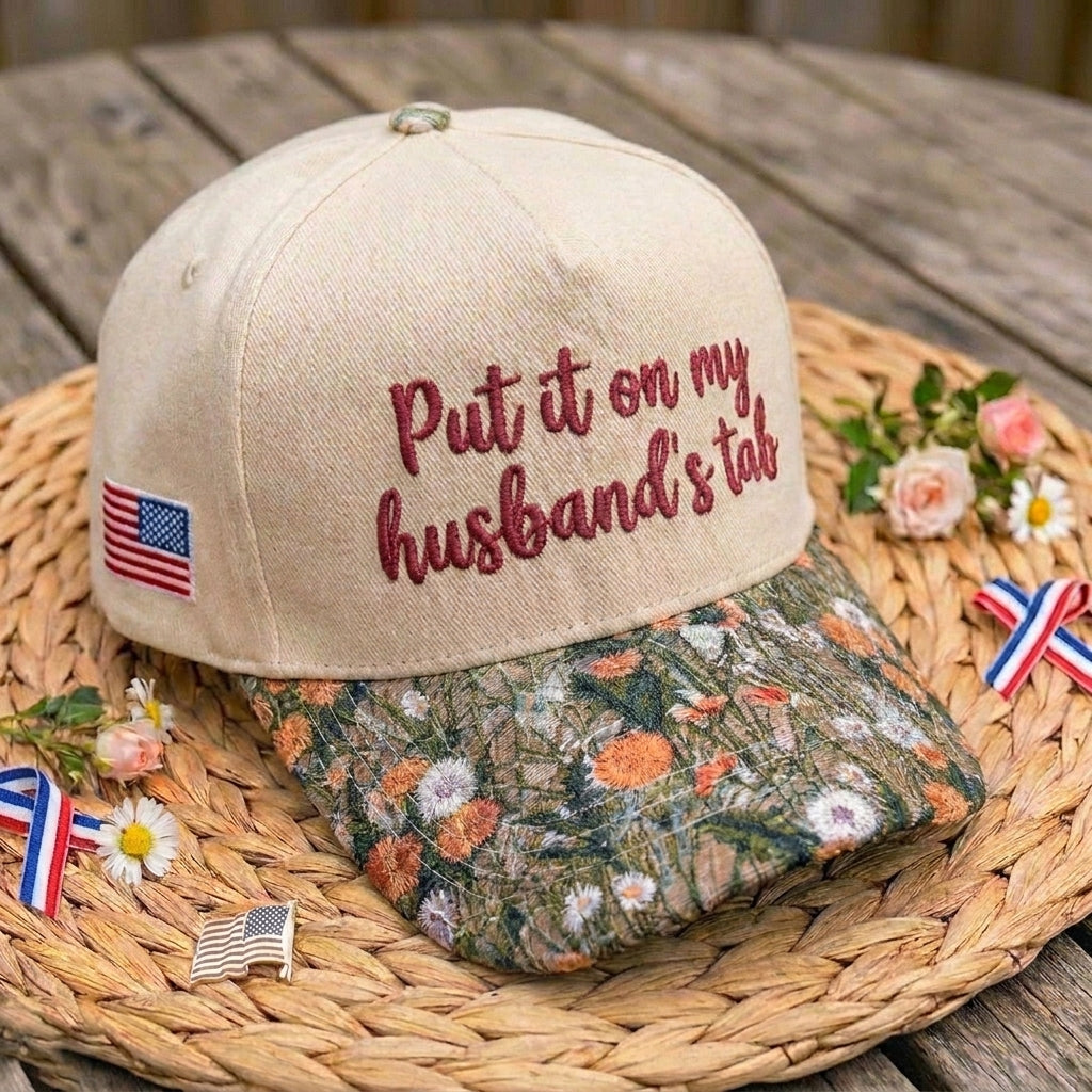 My Husband's Tab FLoral Hat