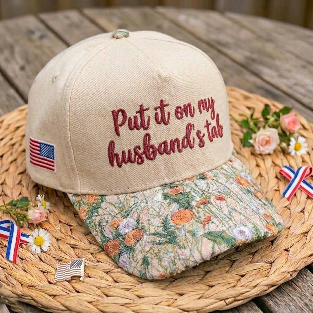 My Husband's Tab FLoral Hat