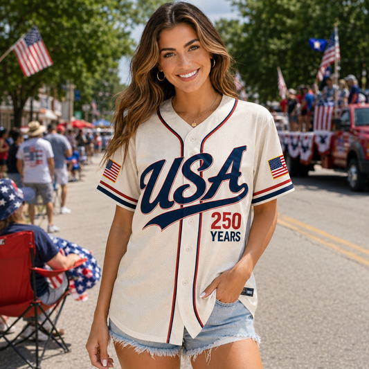 USA 250 Years Baseball Jersey, 1776–2026 Patriotic USA Shirt, Independence Day Unisex Jersey