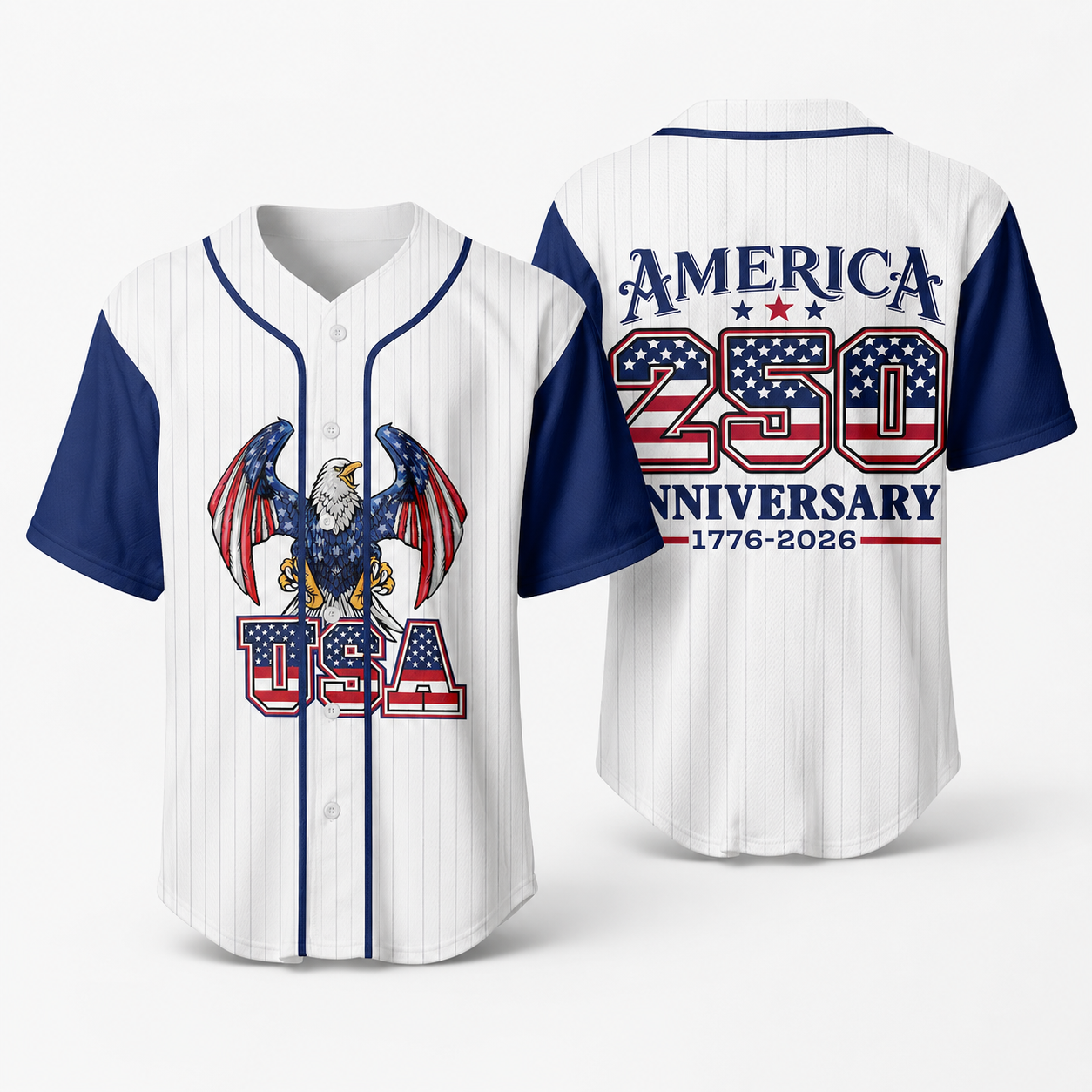 1776-2026 Patriotic Eagle Jersey USA 250 Years Baseball Jersey, Independence Day Unisex Jersey